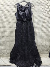 JAX black formal gown size 12 satin top velvet belt and sparkly skirt 1109