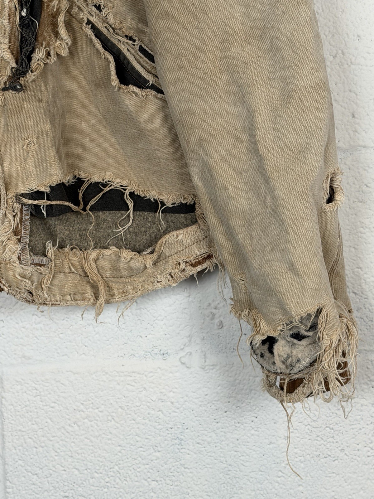 THRASHED Carhartt J141 BRN Jacket Large Distressed Destroyed Farm Workwear image 2