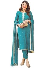 Women's Cotton Blend Straight Embroidered Kurta with Pant  Dupatta