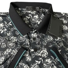 G/Fore Peony Sketch Banded Sleeve Tech Jersey Golf Polo Floral Size XL 120