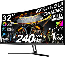 32 Inch Curved 240Hz Gaming Monitor High Refresh Rate, FHD 1080P Gaming PC Monit