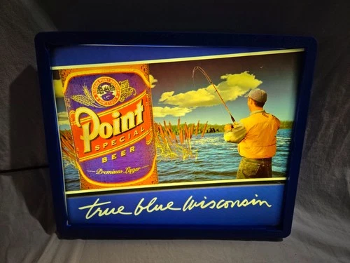 Vintage Point Special Beer Fishing Lighted Sign True Blue Wisconsin 21.5" x 18"