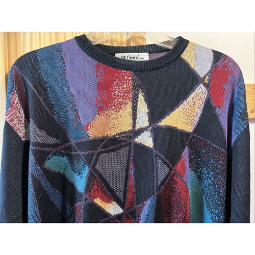 St Croix Shop Men's Cotton Blend Multicolor Knits Sweater Made in USA Size L - Picture 5 of 12
