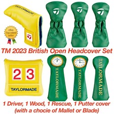 TaylorMade 2023 The Open Headcover Set: Driver, Wood, Rescue, and Putter 4pcs