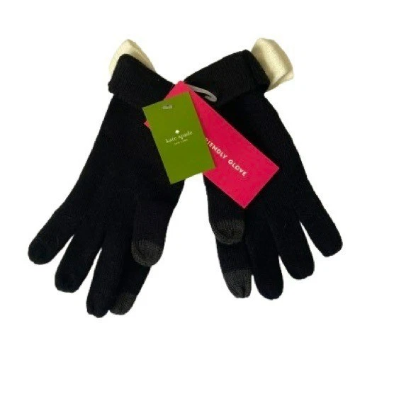 Guantes Kate Spade negros y crema con lazo Foto 2 de 4
