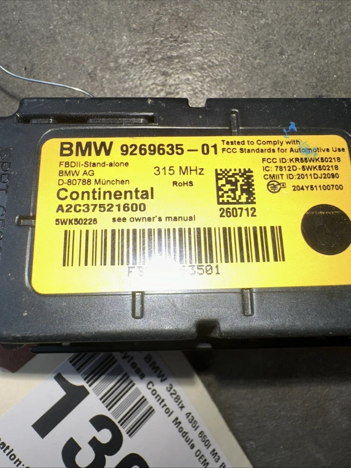 2012-2016 BMW 328i 335i Radio Remote Receiver Module Oem F30 - Image 2 of 2