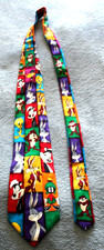 LOONEY TUNES MANIA TIE W/WARNER BROS. CHARACTERS 100 SILK 59" LONG DATED 1993