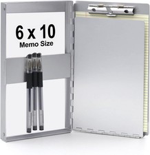 Small Aluminum Clipboard with Storage Memo Size , Memo Size 10 x 6 x1 in