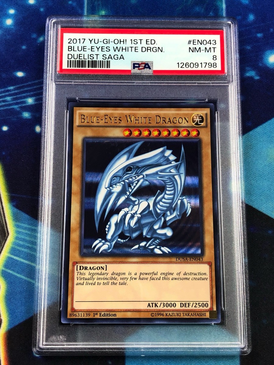 Yugioh Blue Eyes White Dragon DUSA-EN043 1st Ultra Rare PSA 8