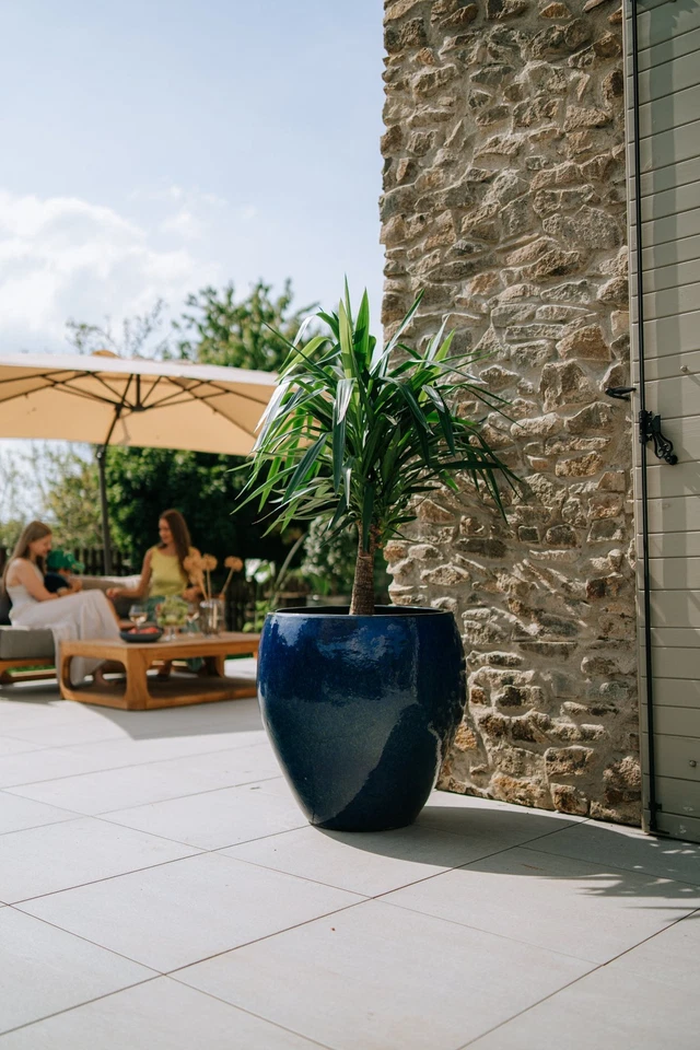 Gartendeko Blumentopf Pflanzkübel Keramik Übertopf Outdoor Meerblau LAFONTAINE - Bild 4 von 4