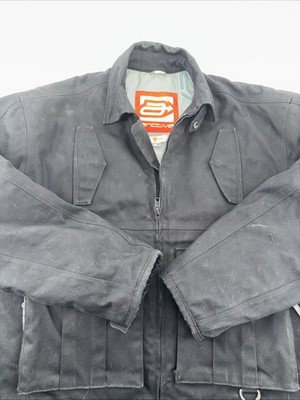 Arctiva Mens Snowmobile Jacket Size Small Black, Canvas Over Quilted Jacket EUC