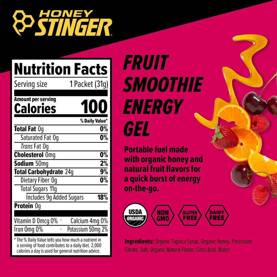 Organic Fruit Smoothie Energy Gel, Gluten Free & Caffeine Free, for Exercise,... - Image 3 of 4