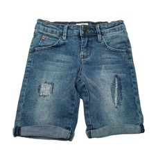 Hudson Denim Shorts Girls 10 Blue Distressed Cuffed Flap Pocket Casual