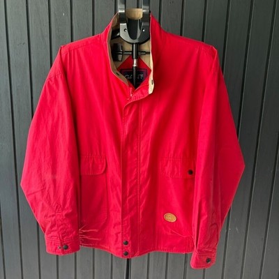 Vintage GANT Red Harrington Bomber Jacket Mens XL Cotton Full Zip