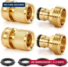 2 Set Garden Hose Quick Connect, Solid Brass 3/4 Inch GHT Hose Connector Heavy