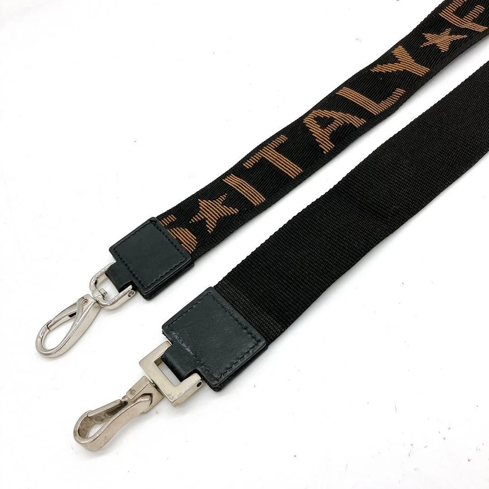 Correa de Hombro Fendi Logo Línea Lona Negra Longitud 89cm Ancho 4cm Bolso Accesorio Foto 4 de 4