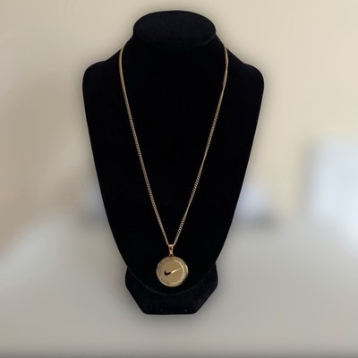 20  Circular Nike Swoosh Pendant + Necklace Gold Plated Stainless Steel