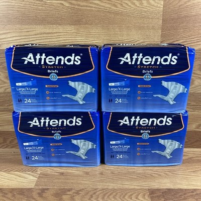 Case of 96 Attends Stretch Incontinent Briefs DDSLXL Size Large/X-Large - White