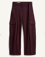 ZARA SRPLS Pantaloni cargo gamba larga a botte GRANDI rosso bordeaux viola 30 pieghe
