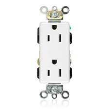 15 Amp, 125 Volt, Decora Plus Duplex Receptacle, Straight Blade, Industrial G...