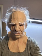 Creepy Old Man Mask With Hair Scary