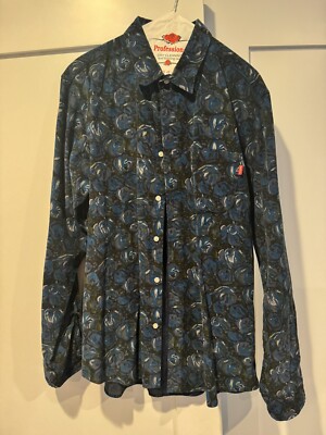 Supreme Floral Corduroy Button Up Blue Shirt Long Sleeve Large Chrome Bape