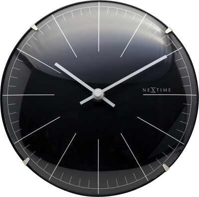 NeXtime Tischuhr - Ø 20 cm - Glas - Schwarz - 'Big Stripe Mini Dome', 3506ZW 