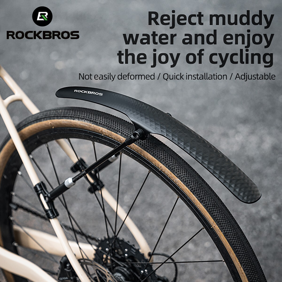 (New) ROCKBROS Bicycle Front/Rear Fenders 2in1 Adjustable Detachable Rainproof (17.09 USD)