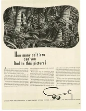 1943 COTY Camouflage Cream Jungle Soldiers WALTER RICHARDS art WWII Print Ad