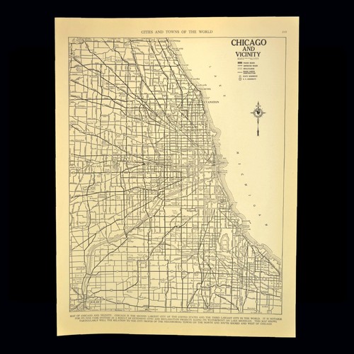 1930s Vintage Map of CHICAGO Map Antique Street Map of Chicago Illinois City Map