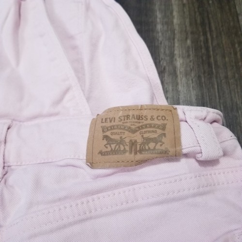 Levis Size 10 Reg Shortall Shorts Youth Girl Denim Bib Overalls Shorts Pink - Picture 9 of 11