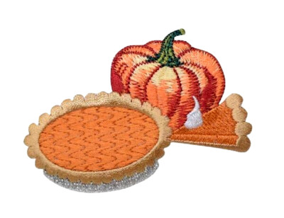 iron on patch applique Pumpkin with Pie 2-3/4'' x 2'' FREE SHIPPING