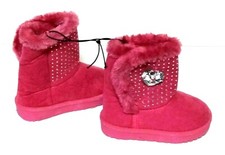 Swiggles Pink Faux Fur Boots Shoes Heart and Rhinestones Toddler Girls Size 5