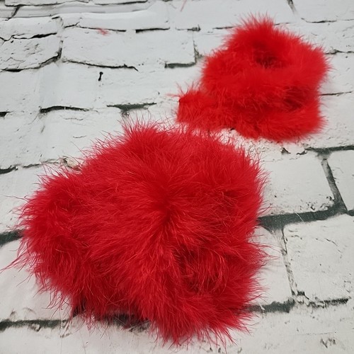 Marabou Feather Boa Crafting Trim Red Edging Lot Of 2 Pieces 2 Yrd And 1 Yrd 