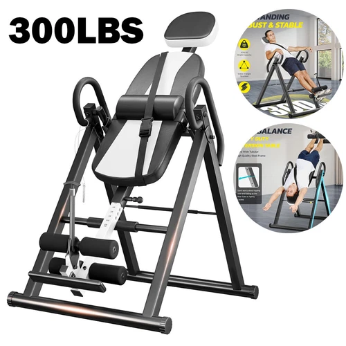 300LBS Gravity Inversion Table Adjustable Back Neck Pain Exercise Therapy Bench - Picture 2 of 39