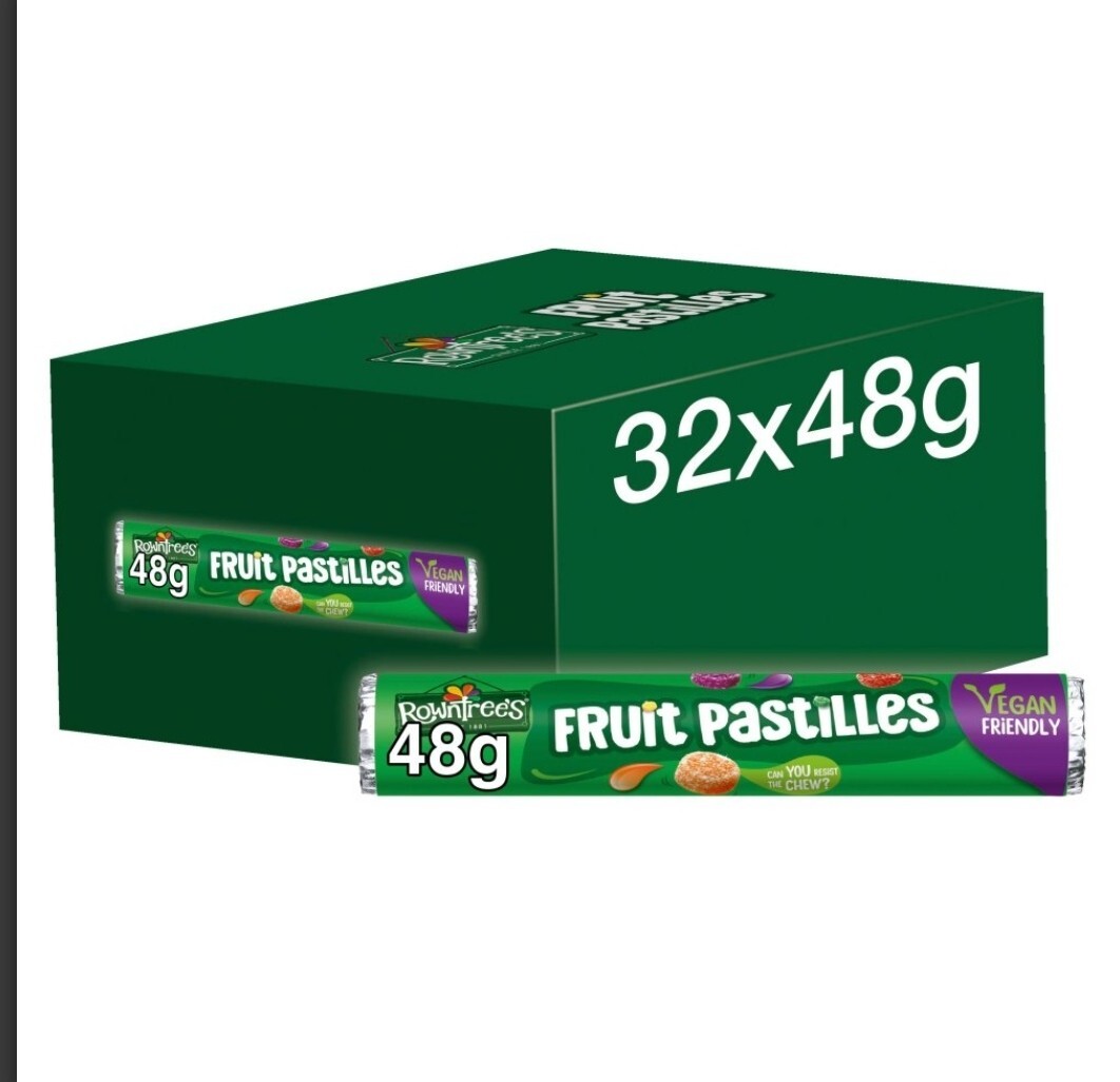 Rowntrees Fruit Pastilles - Case Of 48 Tubes, No Artificial Colors Or Flavors