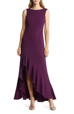 Vince Camuto VC1-3048 Ruffe Front Sleeveless Gown SZ 6 Plum $188