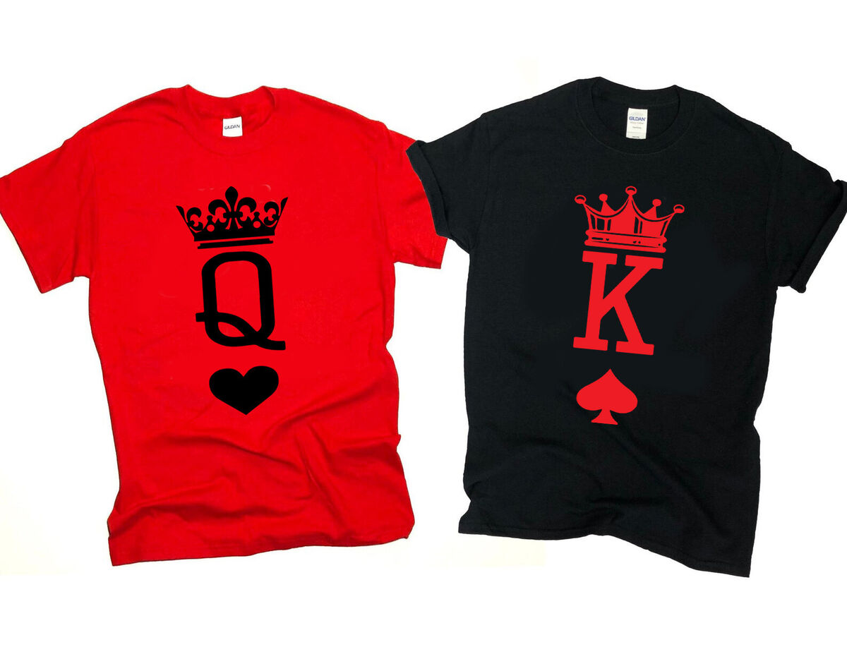 Buy Touch Me Fashions, Lovers Pack, Cotton, King Queen Love Couples D7, Printed, Fullsleeve Roundneck Red T Shirts for Couples