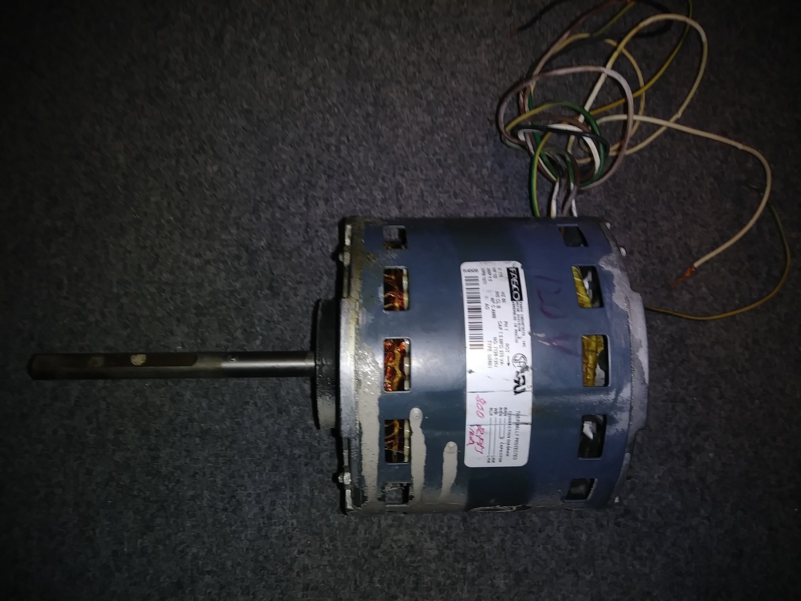 Motor Fasco Blower Type U26B1 1/2 HP 115 VAC 1 PH 1075 RPM Frame 48