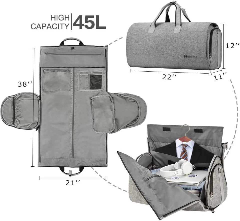 Convertible Garment Bag with Shoulder Strap, Carry on Garment Duffel Bag for Men - Image 2 of 4