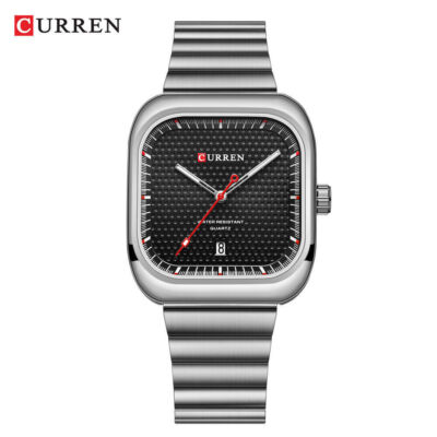 CURREN Men Watch Rectangle Wristwatch with Calendar Watches Business ...