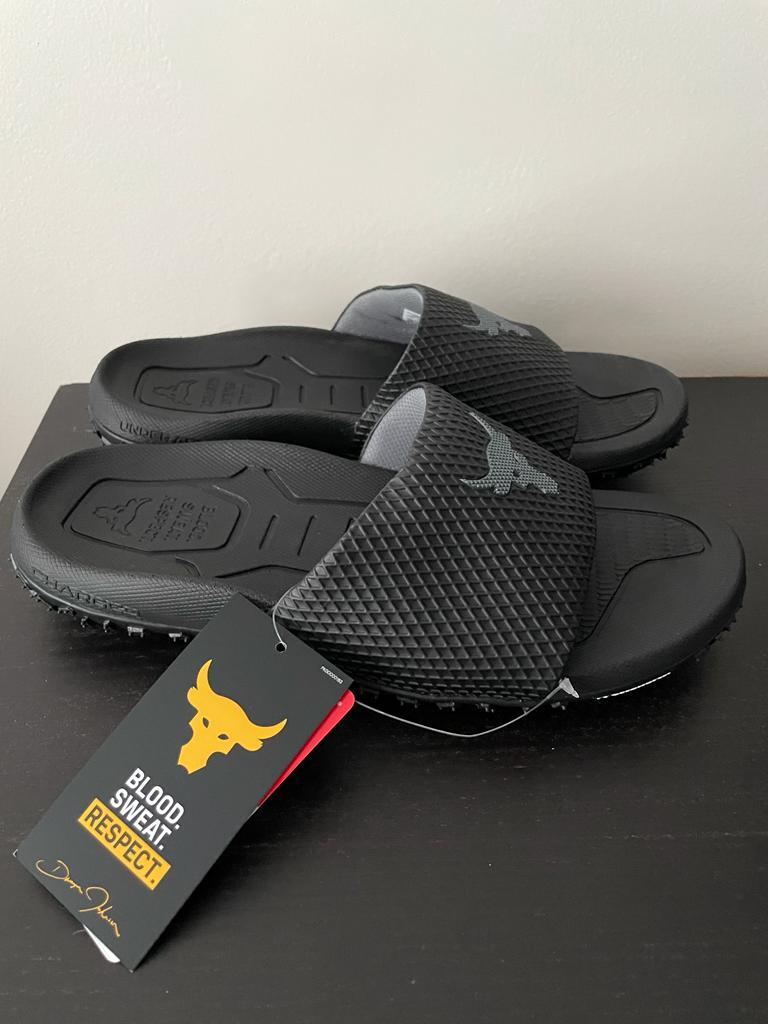 Under Armour Project Rock Slides Men's Black Size 8-12 Authentic | eBay
