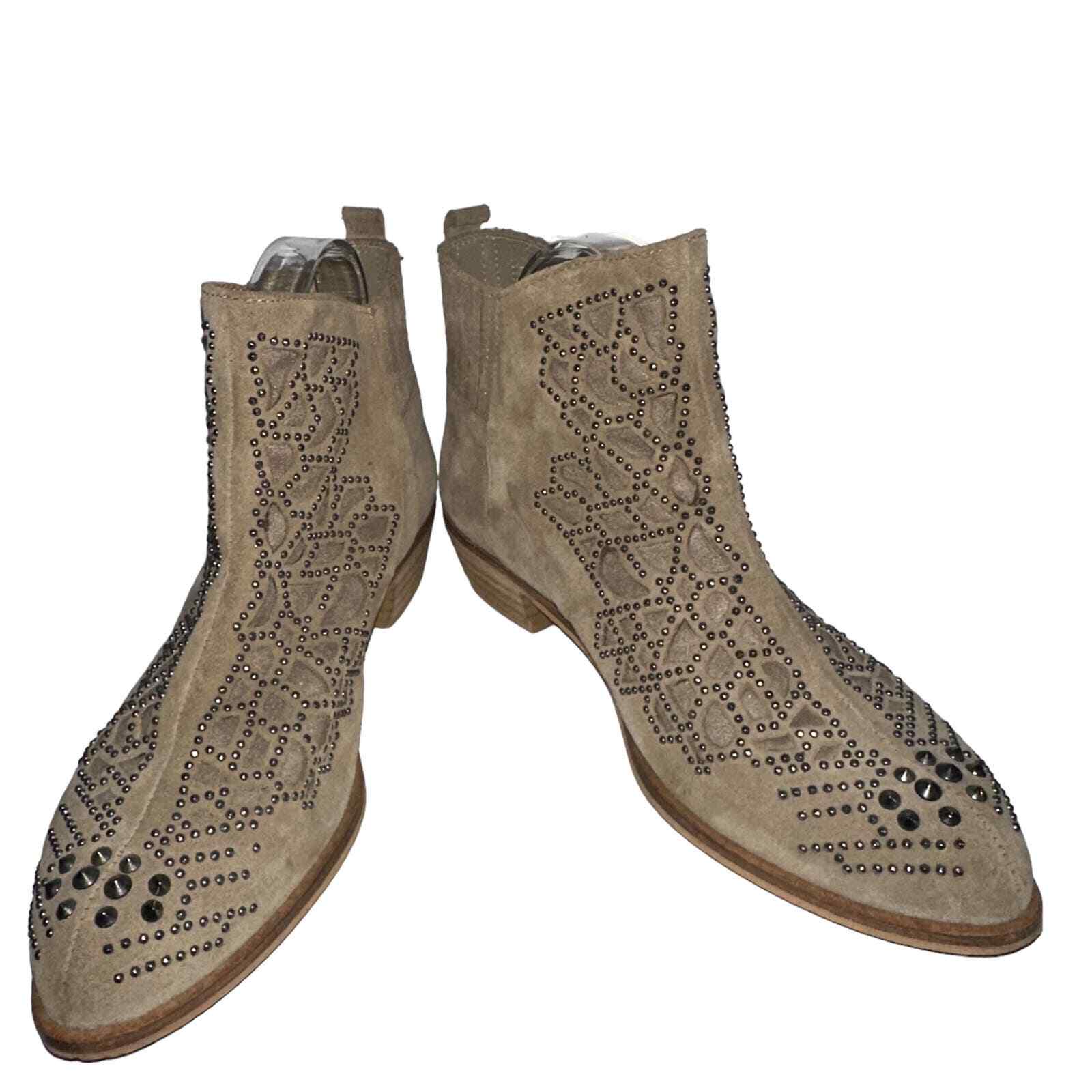 Zara Basic Suede Studded Pointed Toe Boots EU 40 - image 1