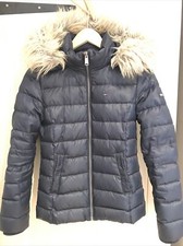 Tommy Hilfiger Jacket Jeans Xs 6-8 Essential Down Hood Puffer Coat Navy Blue
