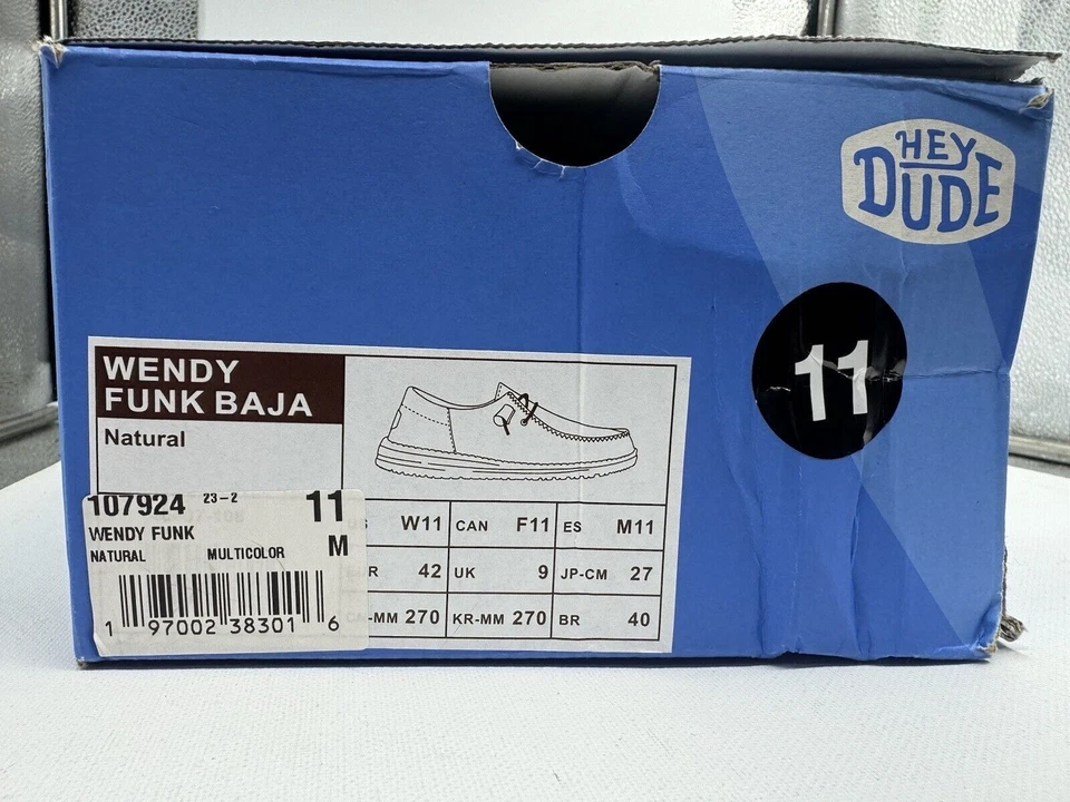 Hey Dude Wendy Funk Baja Natural Mujer 11 Zapatos Estilo Barco Multicolor W11 Nuevo en Caja Foto 4 de 4