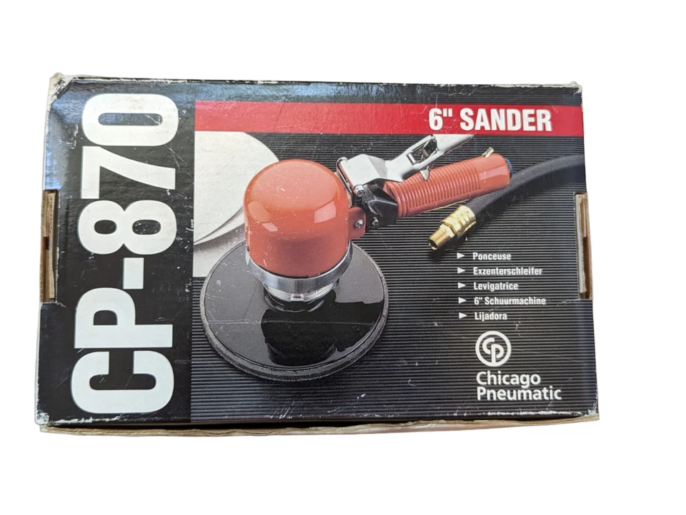 Lijadora neumática Chicago 6 pulgadas CP-870 herramienta de órbita aleatoria/rotativa con manual de caja Foto 4 de 4