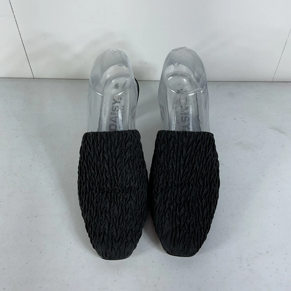 Винтажные черные складчатые плиссированные сандалии на блочных каблуках y2k 90-е 8 D - Изображение 3 из 4