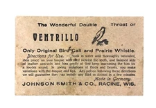 Vtg Ventrillo Double Throat Bird Call Prairie Whistle Johnson Smith Germany