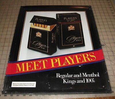 PLAYERS King/100 CIGARETTES 21.5 x 17.25 Thin Metal Black Embossed Retail  Sign 