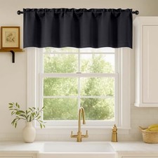 Valances for Windows 1 Piece, Soft Solid Thermal 60"W x 14"L Pack of 1 Black